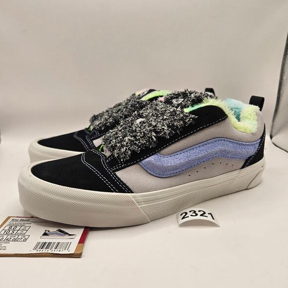 VANS MEN\'S 9 KNU SKOOL PARTY ANIMAL RAINBOW BLACK SUEDE FAUX FUR NWOB main image 2